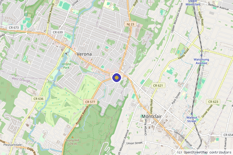 Map showing the location of Montclair Rejuvenation Center in Verona, NJ