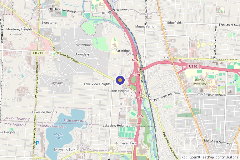 Map showing the location of Remedy Body Bar in Canton, OH