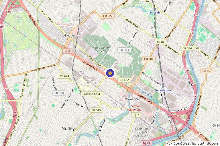 Map showing the location of Scrambler Therapy NJ USA in Clifton, NJ