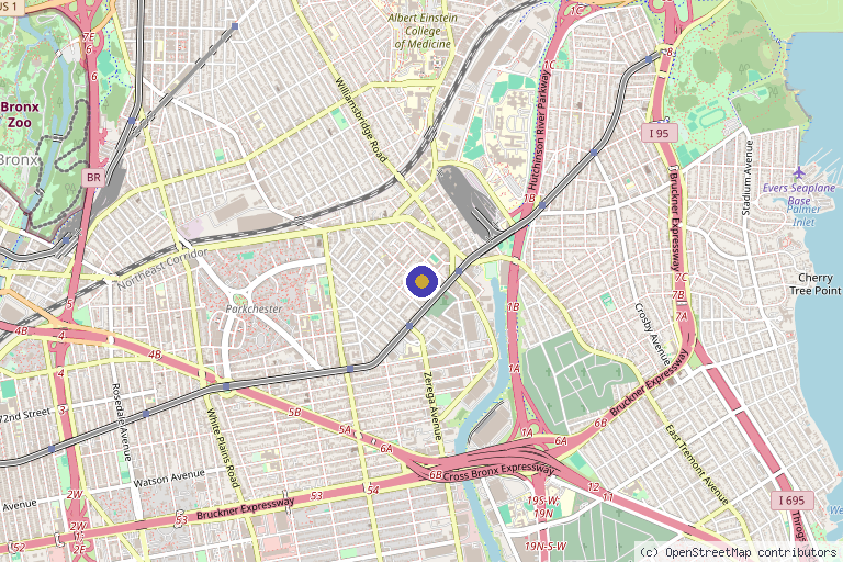 Map showing the location of The Bronx Clinic in Bronx, NY