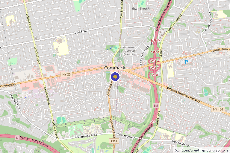 Map showing the location of Bloom Infusions & Wellness in Commack, NY