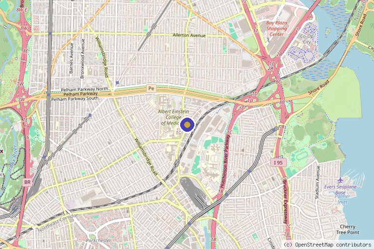 Map showing the location of Medical Clinic in Yonkers, NY