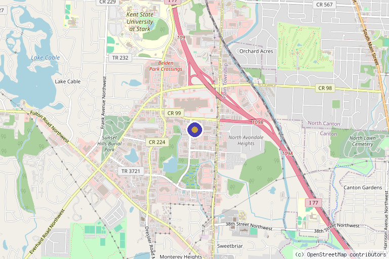 Map showing the location of Blurred Lines Beauty in Canton, OH