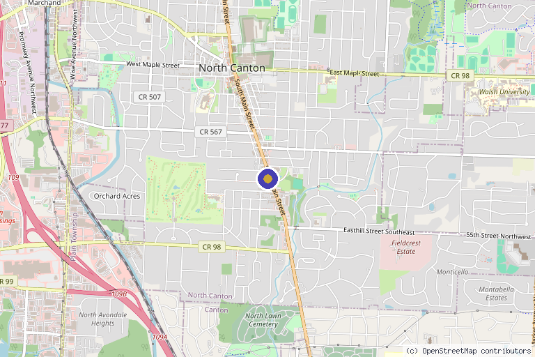 Map showing the location of OPMC Med Spa in North Canton, OH