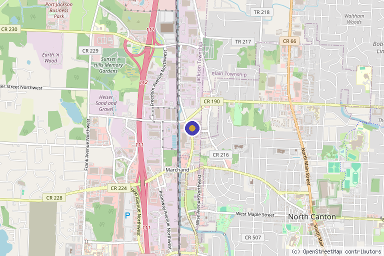 Map showing the location of Longer Trails Precision Medicine in North Canton, OH