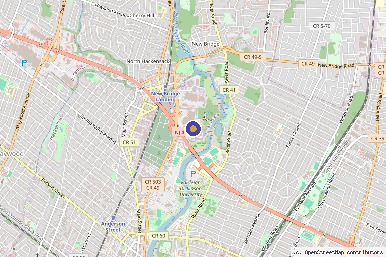 Map showing the location of Aesura Health in Hackensack, NJ