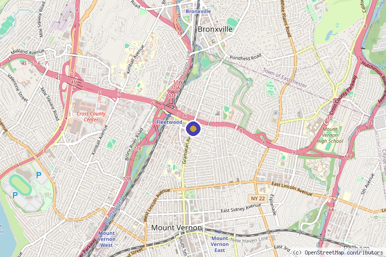 Map showing the location of BouncebackIV Hydration and Medspa in Mt Vernon, NY