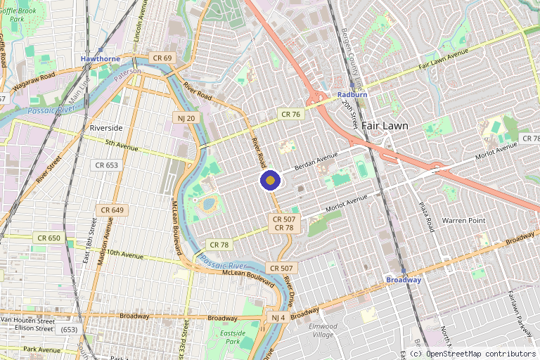 Map showing the location of RevivalMD in Fair Lawn, NJ