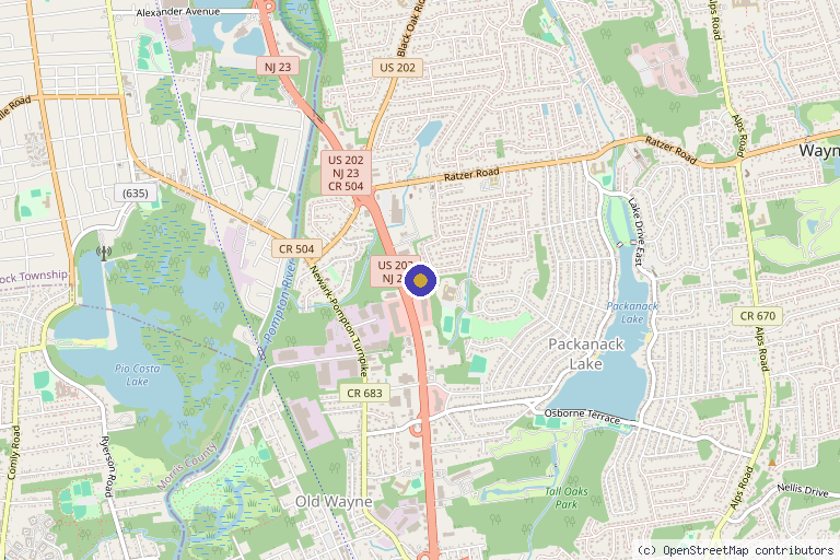 Map showing the location of Dr. Jeffrey B. Wise, MD, FACS NJ in Wayne, NJ