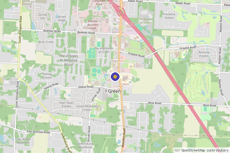 Map showing the location of Skin Care Solutions Elite MediSpa in Uniontown, OH