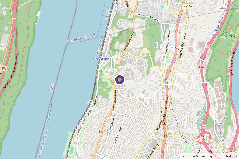 Map showing the location of Southern Westchester Orthopedics & Sports Medicine in Yonkers, NY