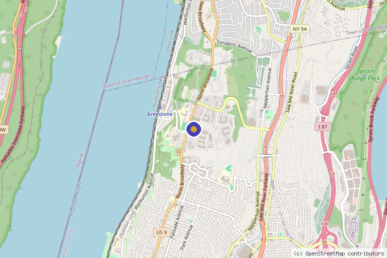 Map showing the location of Executive Park Physical Therapy of Yonkers in Yonkers, NY