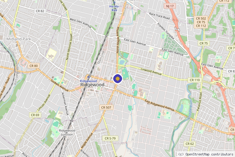 Map showing the location of Regenerative Healing Center in Ridgewood, NJ