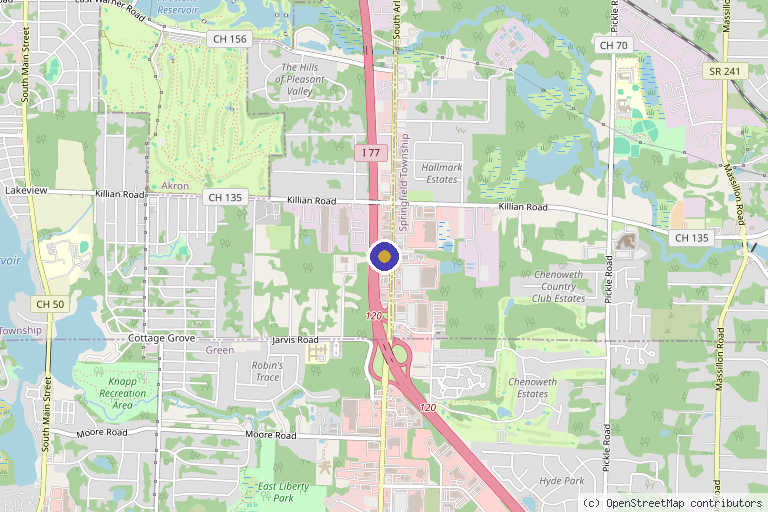 Map showing the location of Integrated Medicine of Ohio in Akron, OH
