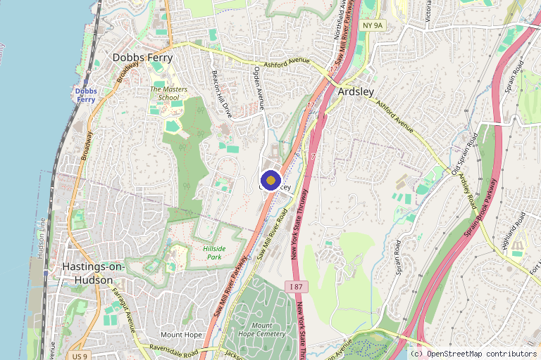 Map showing the location of UNSEEN Medical Aesthetics in Dobbs Ferry, NY