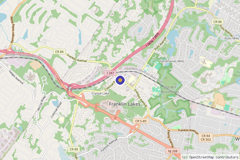 Map showing the location of Aesthetic Center of New Jersey in Franklin Lakes, NJ