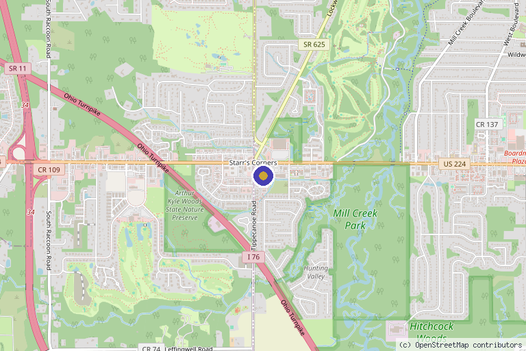 Map showing the location of Be Well By Mia in Youngstown, OH