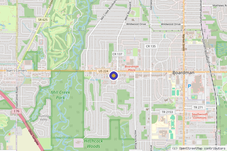 Map showing the location of CIAO Aesthetics in Youngstown, OH