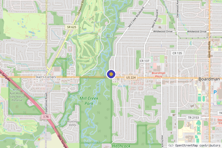 Map showing the location of Ageless Laser & Skin Medspa in Youngstown, OH