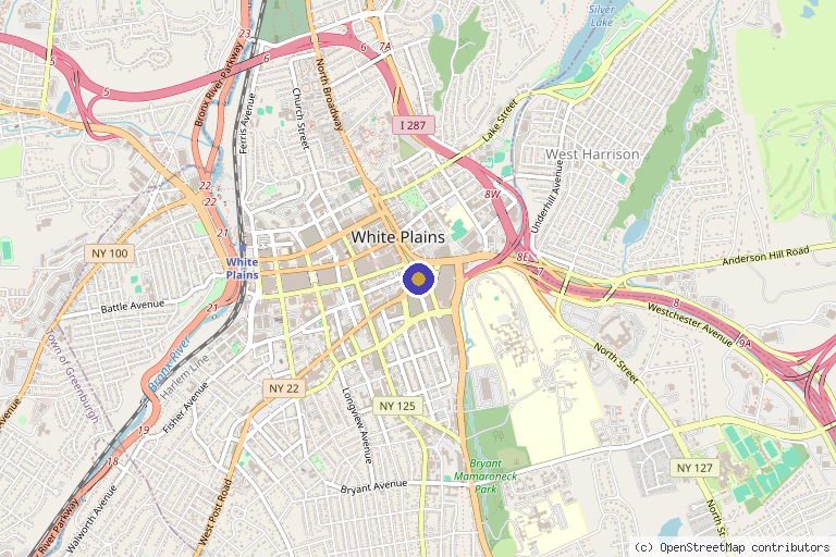 Map showing the location of Advanced Health and Aesthetics in White Plains, NY