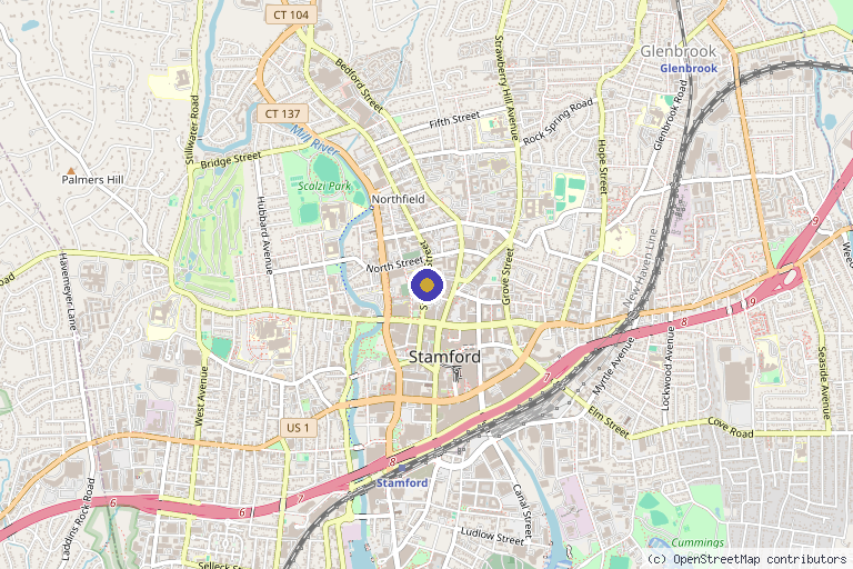 Map showing the location of Advanced Wellness & Regenerative Medicine Clinic in Stamford, CT
