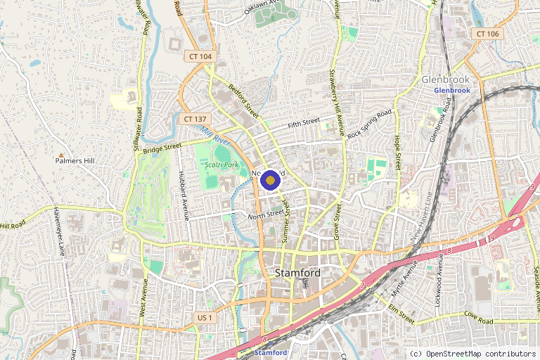 Map showing the location of Aesthé by MD in Stamford, CT