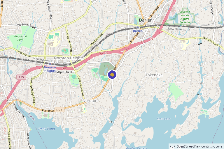 Map showing the location of Greenwich Health in Darien, CT