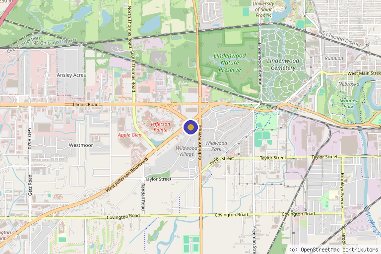 Map showing the location of Integrative Dermatology & Laser Spa in Fort Wayne, IN