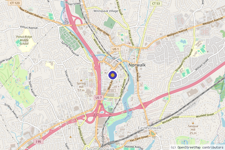 Map showing the location of Dr. Silvia Knoploch, M.D. in Norwalk, CT