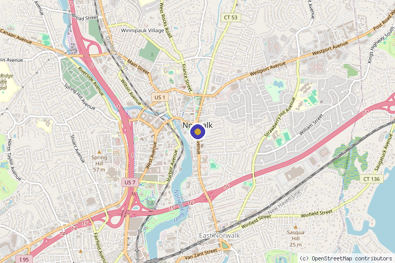 Map showing the location of Daniel Southern, M.D. in Norwalk, CT