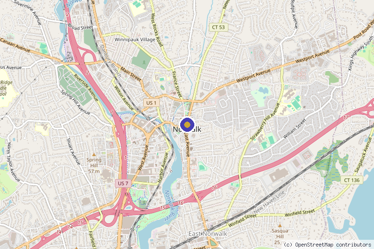Map showing the location of Dr. Kerri Stasiak, ND in Norwalk, CT