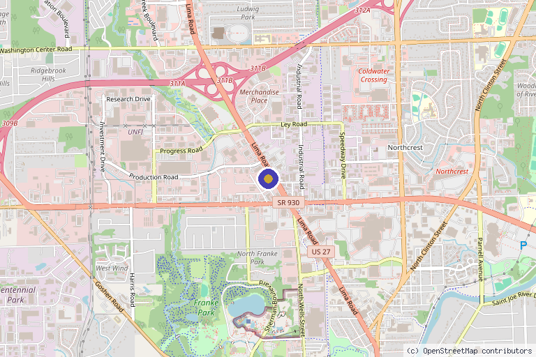 Map showing the location of Great Hydration & Wellness in Fort Wayne, IN