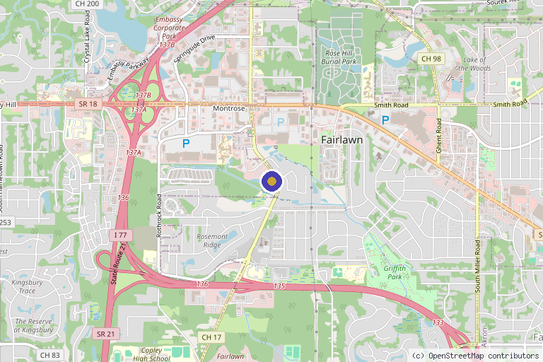 Map showing the location of Plastic Surgeons of Akron - John C Pedersen MD in Fairlawn, OH