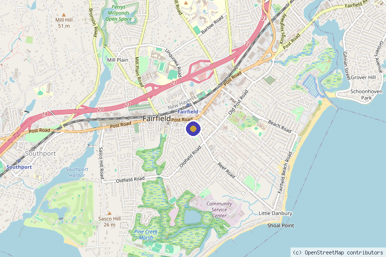 Map showing the location of Privá MedSpa - Fairfield in Fairfield, CT