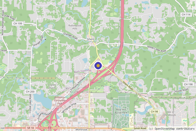 Map showing the location of ReLux Medical Spa in Akron, OH