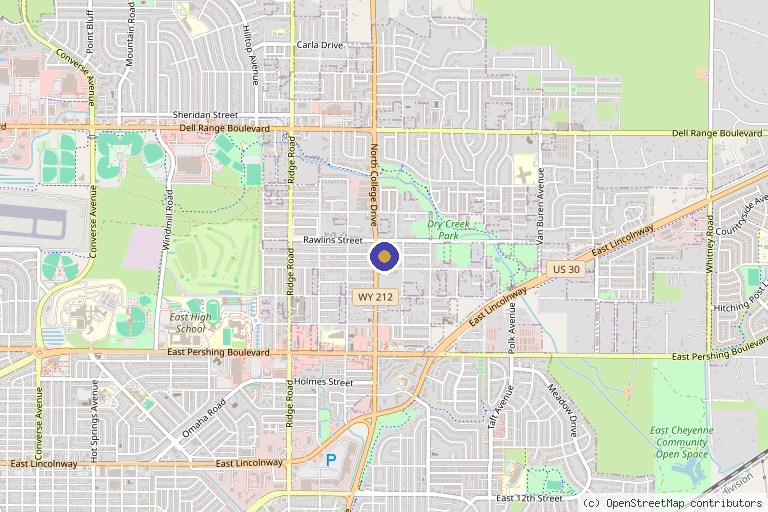Map showing the location of Althoff Wellness Clinic PC - Cheyenne in Cheyenne, WY