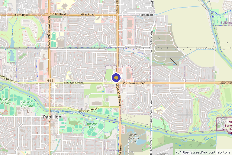 Map showing the location of Pain West in Papillion, NE