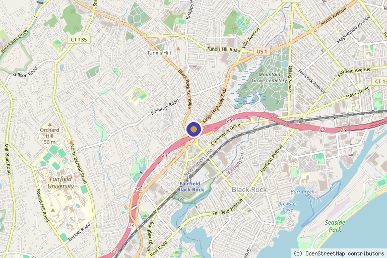 Map showing the location of Anti-Aging Centers of Connecticut in Fairfield, CT