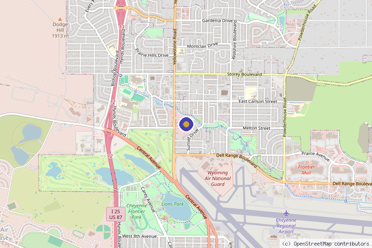 Map showing the location of SMART Sports Medicine Center in Cheyenne, WY