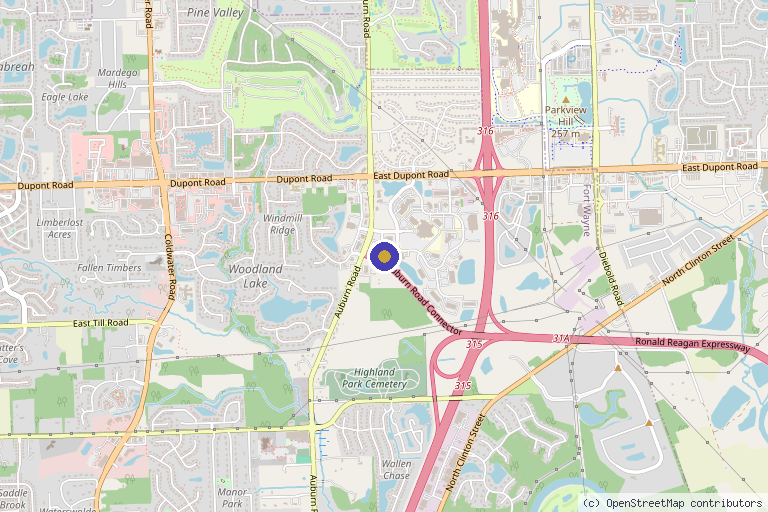 Map showing the location of Diepenbrock Facial Cosmetic Surgery in Fort Wayne, IN