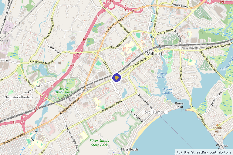 Map showing the location of HyperFit MD Age Management Center in Milford, CT