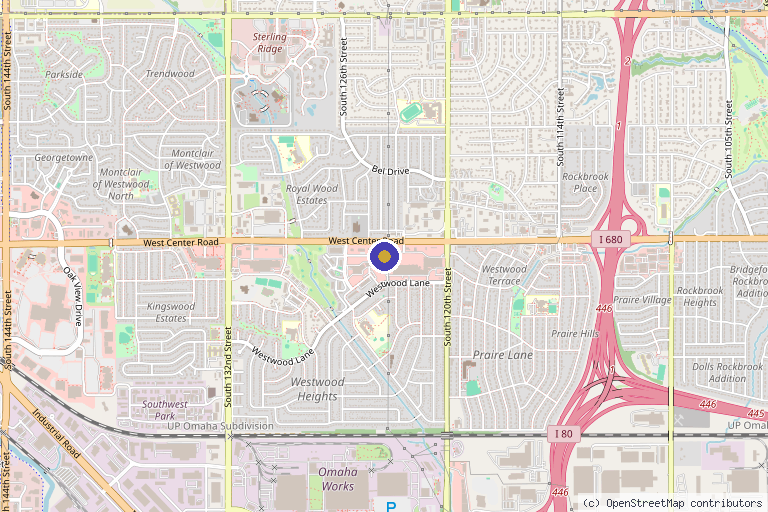 Map showing the location of ARC Aesthetics in Omaha, NE