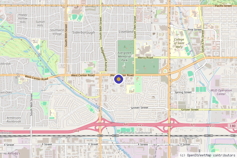 Map showing the location of Omaha Health Therapy Center: Sarah A. Kracht, APRN, BC-FNP in Omaha, NE