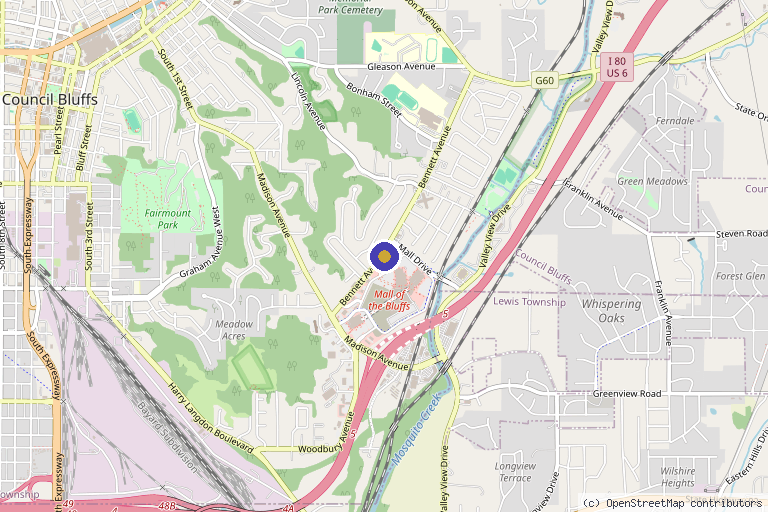 Map showing the location of Vitality IV Hydration in Council Bluffs, IA