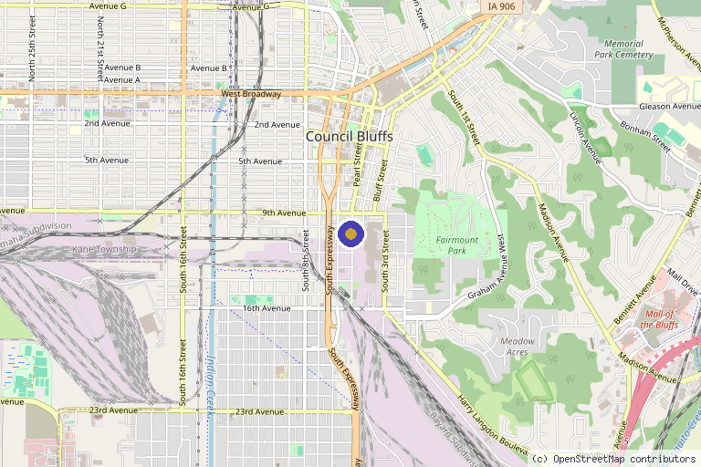 Map showing the location of CB Skin Secrets in Council Bluffs, IA