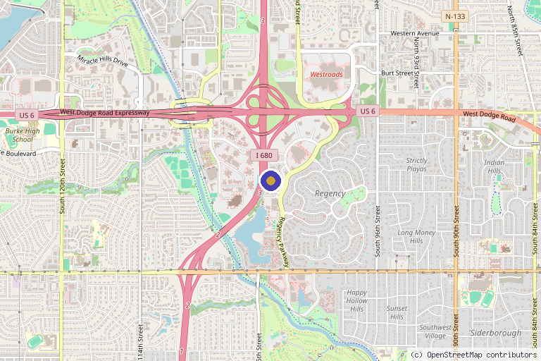 Map showing the location of Omaha Cosmetic Center by Imagen in Omaha, NE