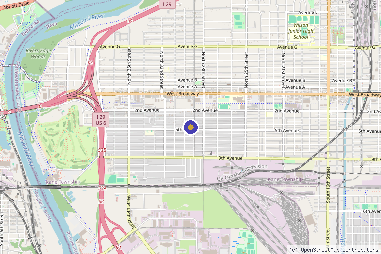 Map showing the location of Holistic Healing Oasis in Council Bluffs, IA