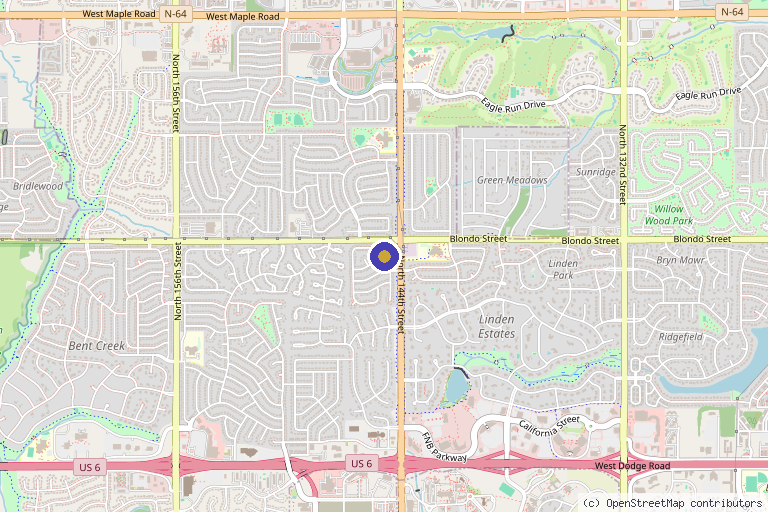 Map showing the location of Momenta Pain Care in Omaha, NE