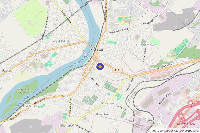 Map showing the location of VANITY LOUNGE Medical Aesthetics in Pittston, PA