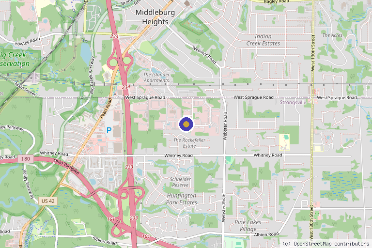 Map showing the location of Reset Medical and Wellness Center in Strongsville, OH
